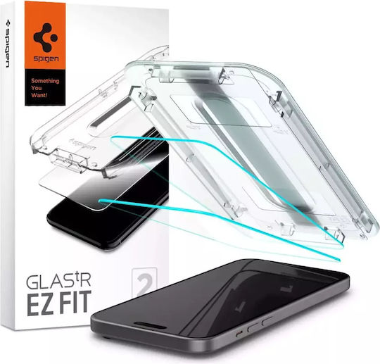 Spigen Full Face Tempered Glass 2pcs Black (iPhone 15)