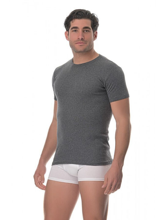 Lido Underwear Men's Undershirt Short-sleeved in Gray Color