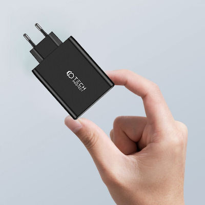 Tech-Protect Ladegerät ohne Kabel GaN mit USB-A Anschluss und 3 USB-C Anschlüsse 100W Stromlieferung / Schnellaufladung 3.0 Schwarzs (NC100W-GAN)