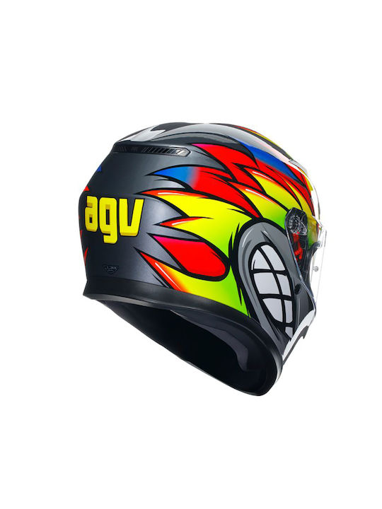 AGV K3 Birdy 2.0 Grey/Yellow/Red Motorcycle Helmet Full Face ECE 22.06 1550gr with Pinlock and Sunvisor