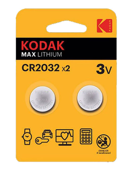 Kodak Max Lithium Μπαταρίες Ρολογιών CR2032 3V 2τμχ