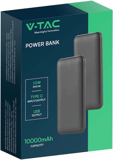 V-TAC VT-3527 Power Bank 10000mAh 10W με 2 Θύρες USB-A Μαύρο