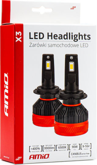 AMiO Λάμπες H15 Canbus LED 6500K Ψυχρό Λευκό 90W 2τμχ