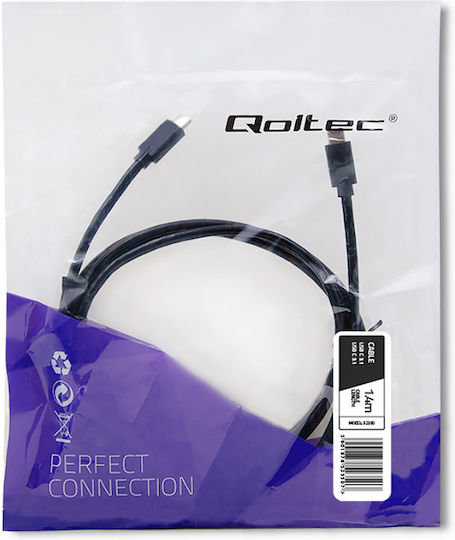 Qoltec USB 3.1 Cable USB-C male - USB-C Μαύρο 1.4m 52350