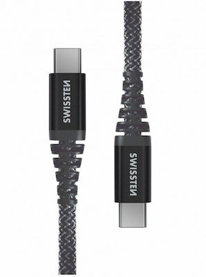 Swissten Braided USB 2.0 Cable USB-C male - USB-C Black 1.5m (71542010)