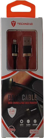Technovo USB 2.0 Кабел USB-C Мъжки - USB-C Черен 1м Бързо Зареждане И Бърз Трансфер На Данни TN-D003