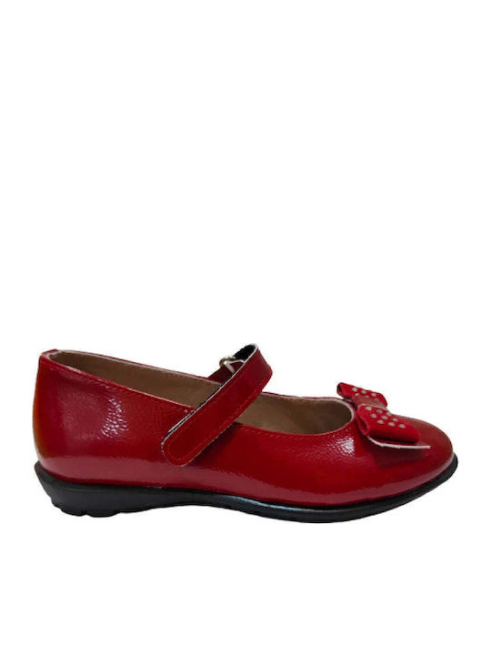 Kids Anatomic Patent Leather Ballerinas with Hoop & Loop Closure Red