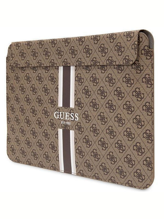 Guess PU 4G Printed Stripes Case for 16" Laptop Brown