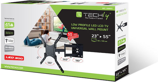 Techly ICA-PLB 136M Wall TV Mount with Arm up to 55" and 45kg Black