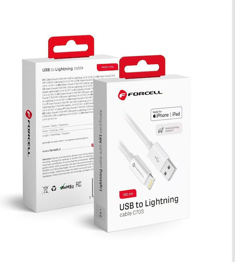 Forcell USB-A zu Lightning Kabel 5W Weiß 1m