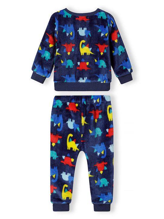 Minoti Set Top & Bottom Kids Winter Fleece Pyjamas Blue