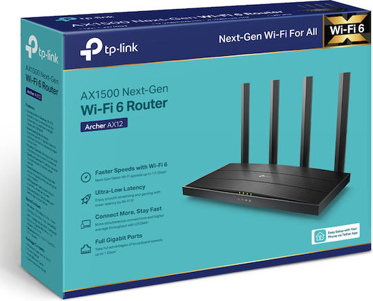 TP-LINK Archer AX12 v1 Ασύρματο Router Wi‑Fi 6 με 4 Θύρες Gigabit