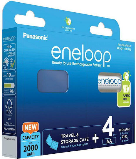 Panasonic Eneloop & Storage Case Baterii Reîncărcabile AA Ni-MH 2000mAh 1.2V 4buc