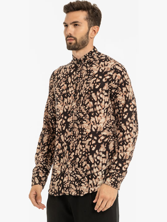 Μακρυμάνικo Πουκάμισο σε Στενή Γραμμή Καφέ