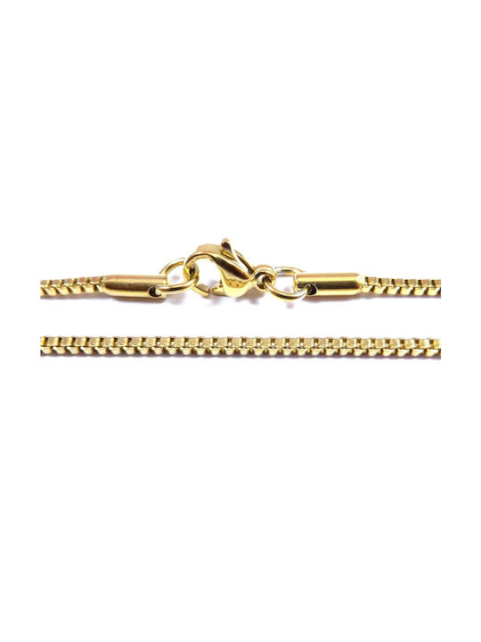Metal chain steel square with clasp 1.5mm length 60cm Gold