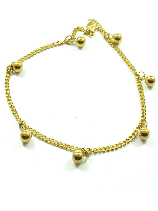 Bracelet for hand or foot gold plated with chain and steel pendant 200-250mm