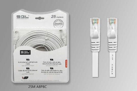 SGL U/UTP Ethernet Network Cable 25m White 1pcs