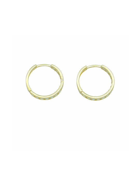 Kosmima Michalis Earrings Hoops made of Gold 14K with Stones