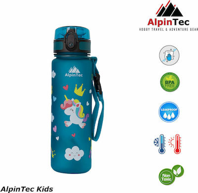 AlpinPro Kinder Trinkflasche Einhorn Kunststoff Blau 500ml