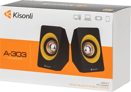 Kisonli A-303 2.0 Speakers 6W Black