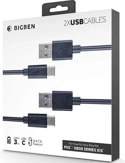 Nacon Плетена USB 2.0 Кабел USB-C мъжки - USB-A мъжки Черен 3м (XBXUSBCCABLE3M)