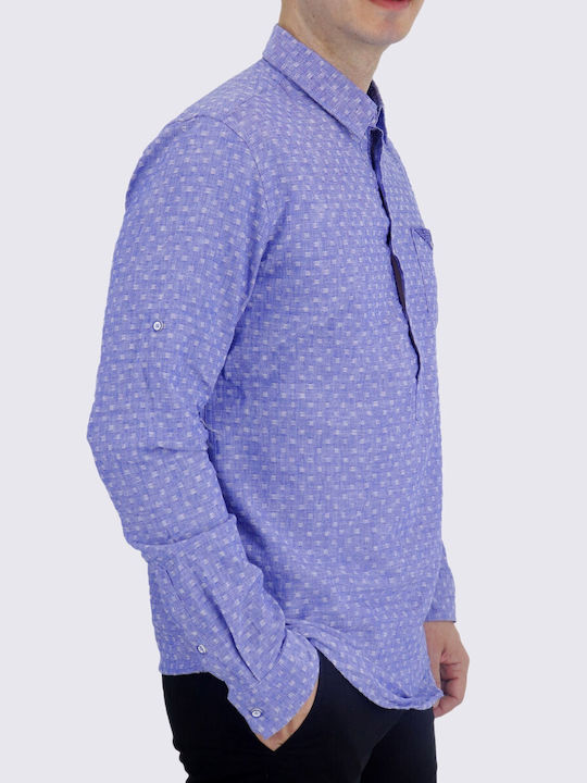 Men's blue linen shirt