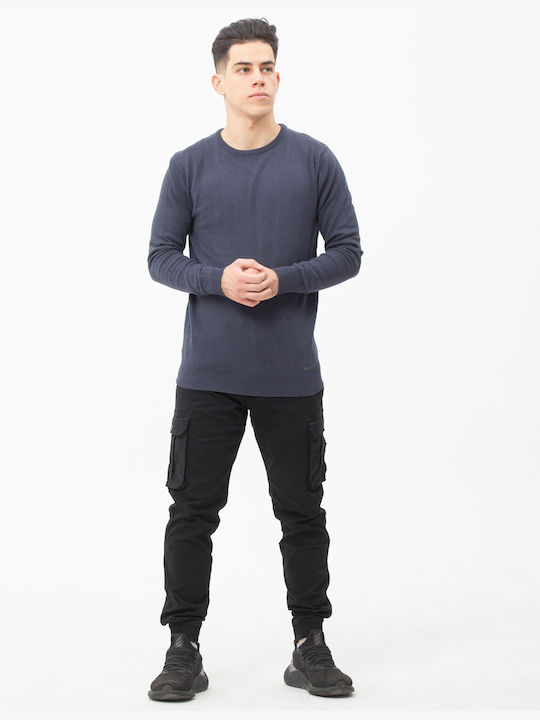 Men's Knit Neckline Blue