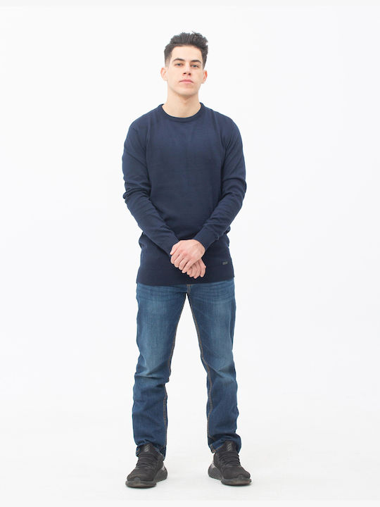 Men's Knit Neckline Dark Blue