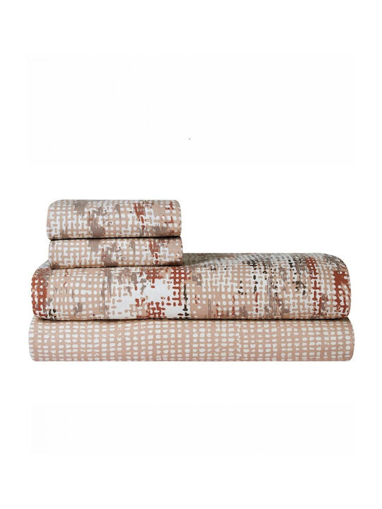 Kentia Set Cearșafuri 240x270cm. Versus Bej-Ecru-Terracotta-Grey 4buc