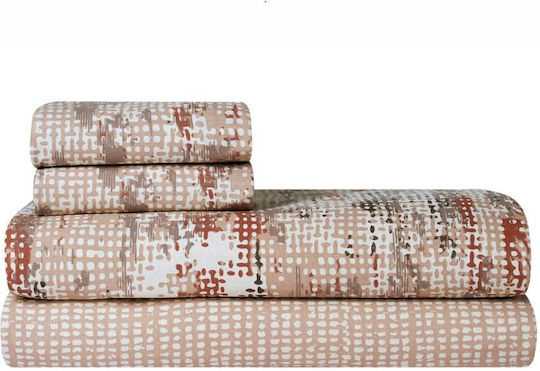 Kentia Set Cearșafuri 240x270cm. Versus Bej-Ecru-Terracotta-Grey 4buc