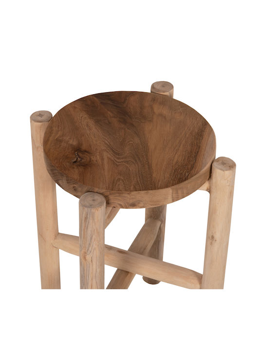 Round Solid Wood Side Table Φυσικό L30xW30xH50cm