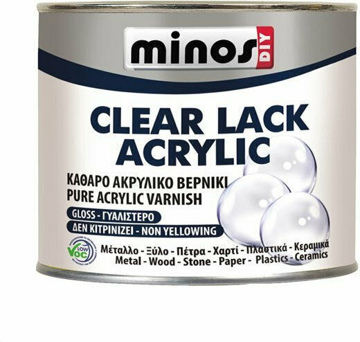 Minos Spray Clear Lack Acrylic Βερνίκι Επιφάνειας Άχρωμο Γυαλιστερό 500ml