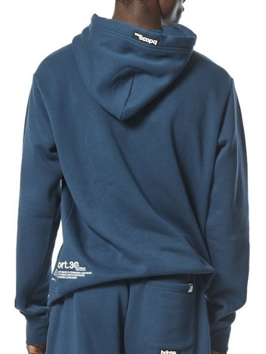 Body Action Men's Sweatshirt Jacket with Hood and Pockets Blue