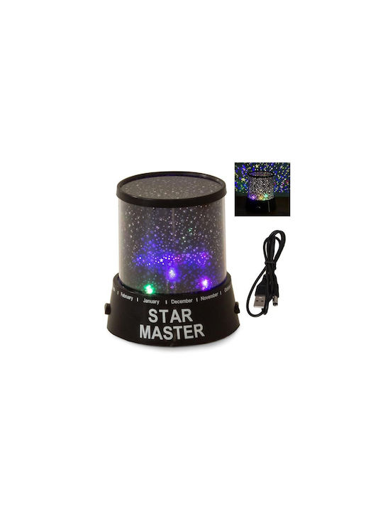 Led Παιδικό Φωτιστικό Projector με Προβολή Αστεριών 10.5x10.5x11.5εκ.