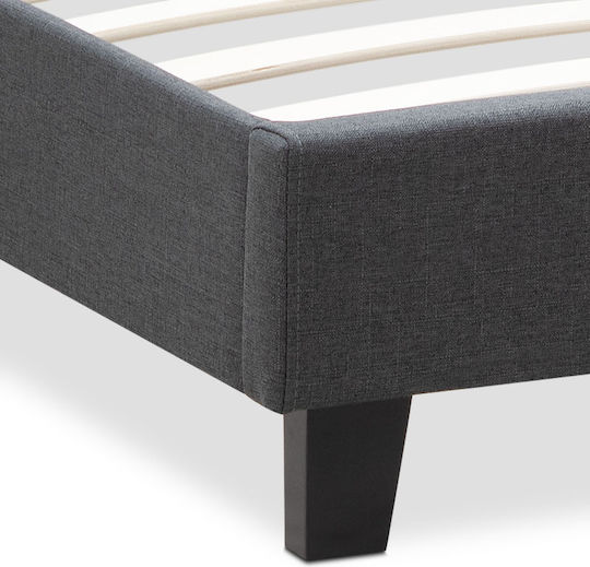 Flat Bett Übergröße Mit Stoff bezogen Charcoal mit Latten für Matratze 160x200cm