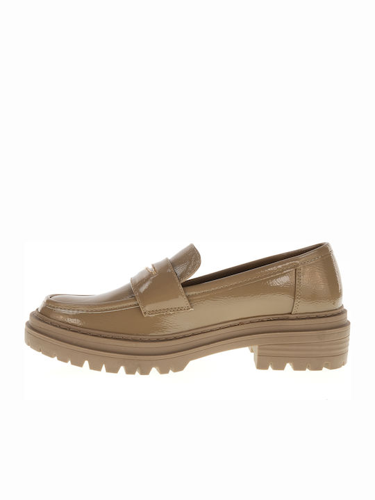 Lackleder Damen Loafers in Braun Farbe