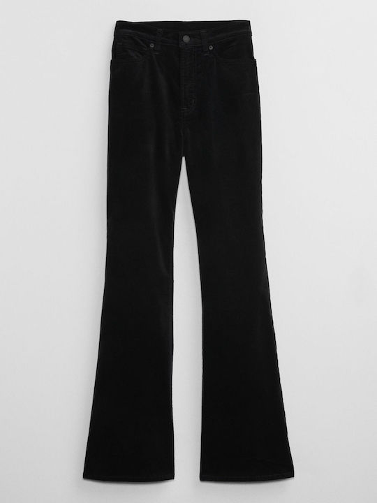 GAP '70s Damen Hoch tailliert Samt Hose Schlag Schwarz