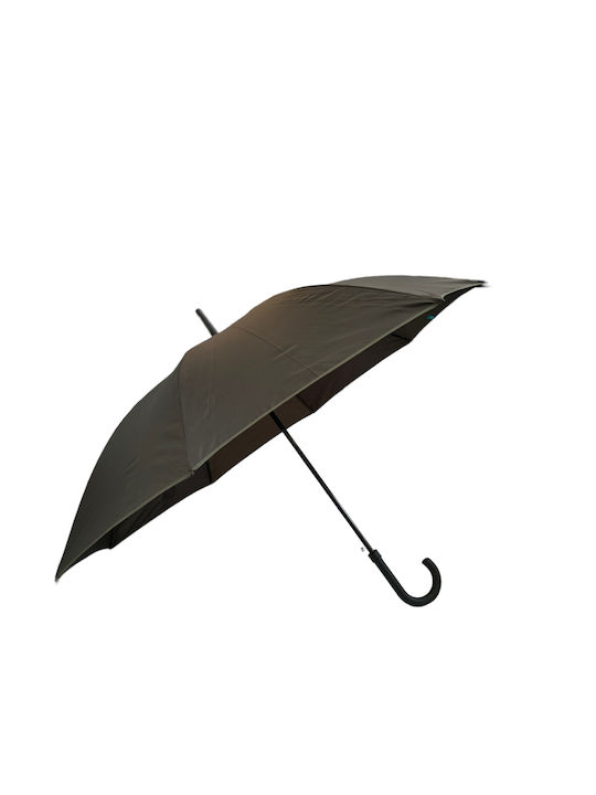 Perletti Winddicht Regenschirm mit Gehstock Schwarz