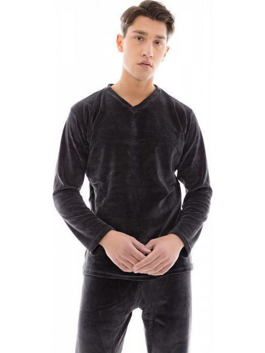 Ulisse Men's Winter Velvet Pajamas Set Gray