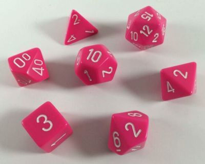 Chessex Opaque Polyhedral Dice Purple/White 7pcs