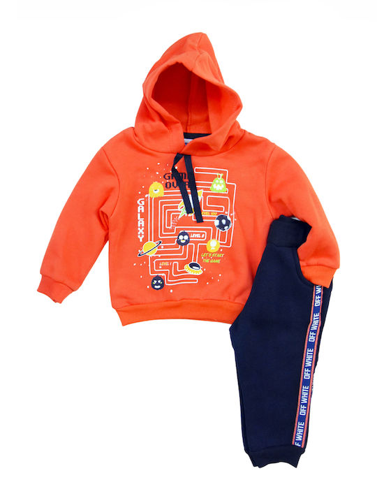 Poulain Kids Sweatpants Set Orange 2pcs