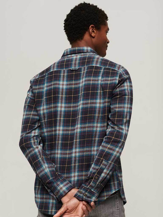 Lumberjack Long-sleeved Cotton Shirt Checked Navy Blue