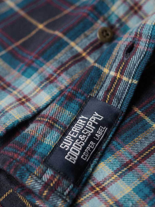 Lumberjack Long-sleeved Cotton Shirt Checked Navy Blue