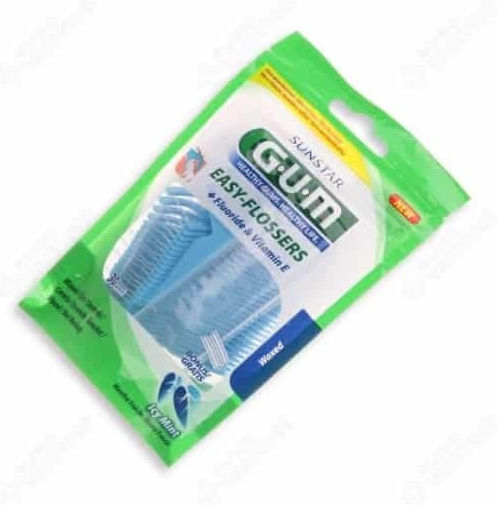 GUM Easy Flossers with Mint Flavour & Handle Green 30pcs