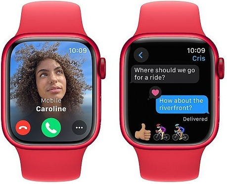 Apple Apple Watch Series 9 Cellular Aluminium 41mm Wasserdicht mit eSIM und Herzfrequenzmesser ((PRODUCT)RED Sportarmband (S/M) - S/M)