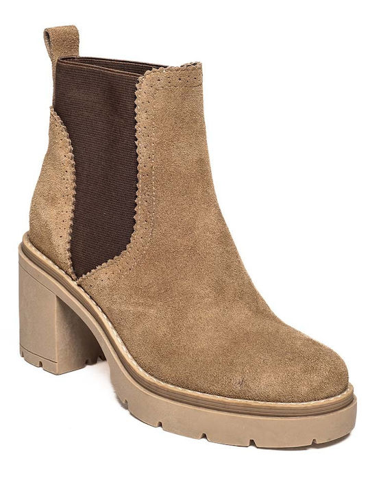 Wildleder Stiefeletten Damen Beige