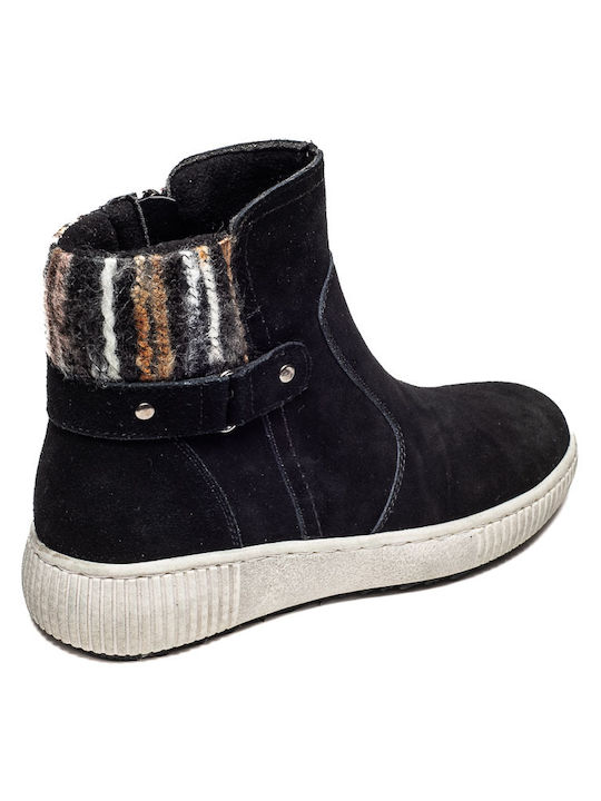 Wildleder Stiefeletten Damen Schwarz