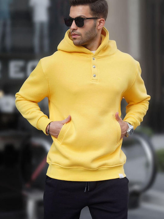 madmext Men's Sweatshirt with Hood and Pockets Yellow