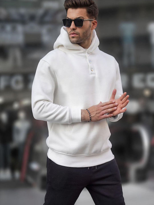 madmext Herren Sweatshirt mit Kapuze und Taschen Weiß