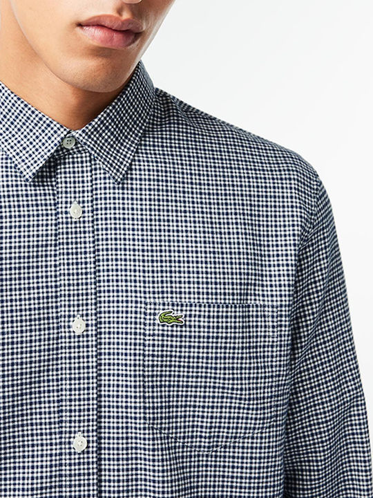 Long-sleeved Flannel Shirt Checked Navy Blue